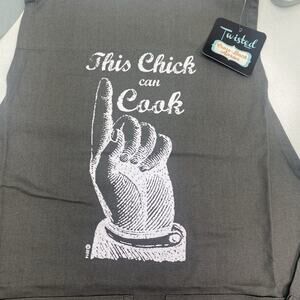 Twisted Wares Women's Apron Dark Grey Cross Back "This Chick Can Cook" New